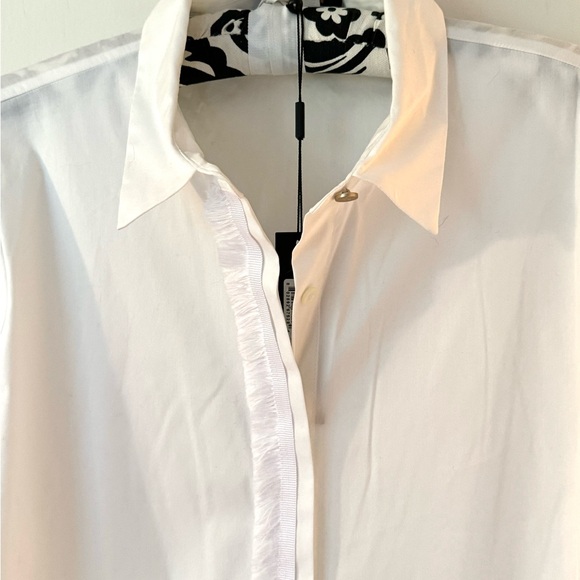 NWT Donna Karan elegant white shirt with fringe detail - Picture 6 of 11